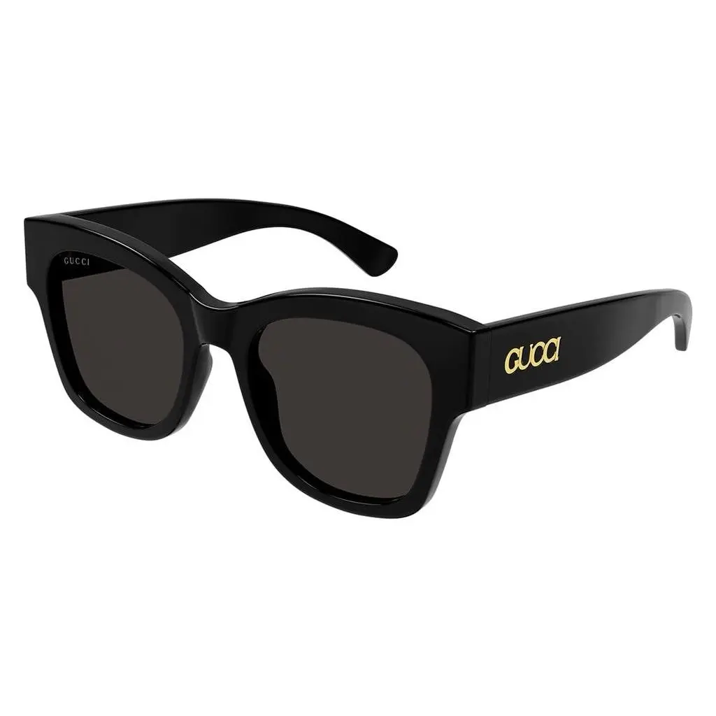 Gucci GG1789S 001 Black Gold Grey Lens Square Women Sunglasses