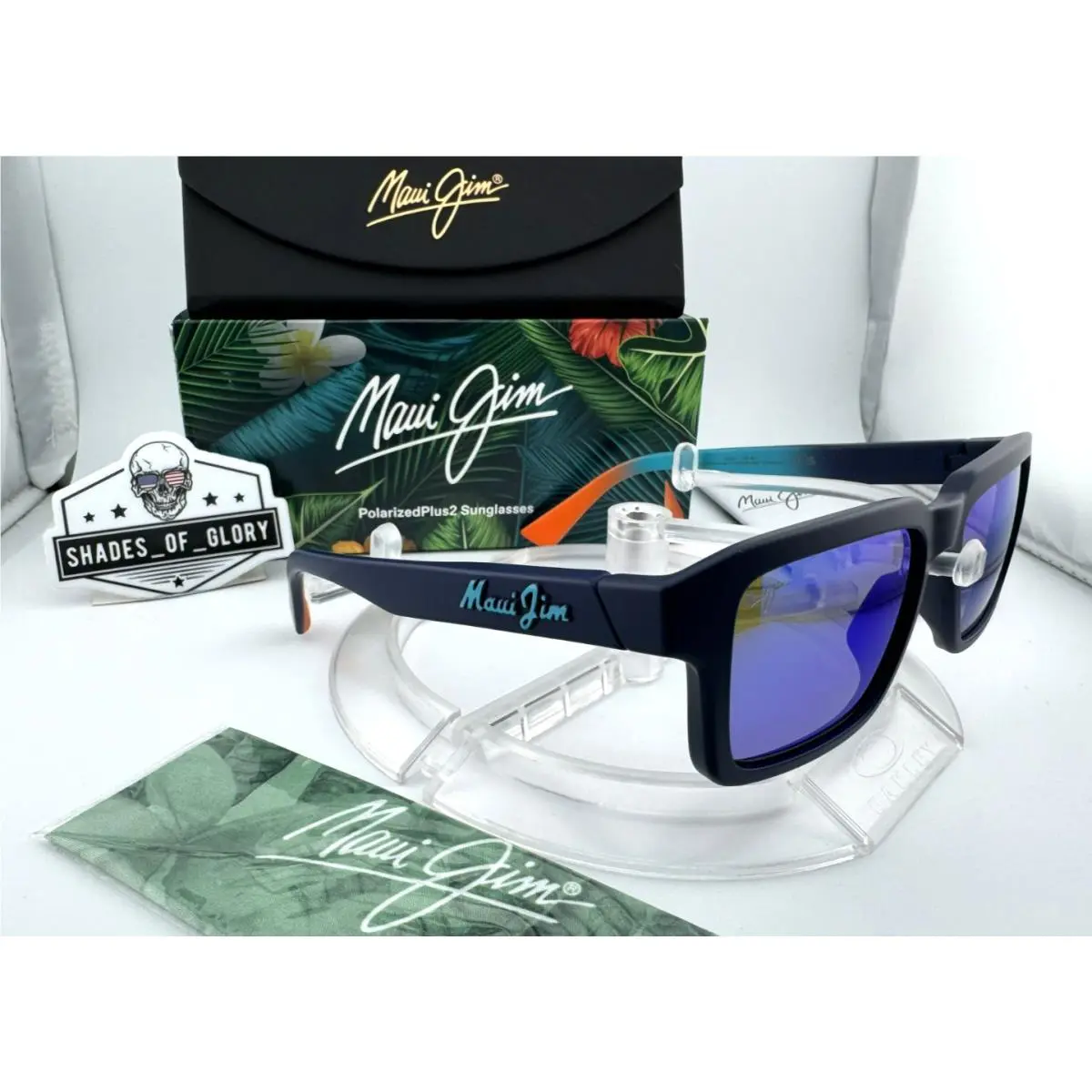Maui Jim Kahiko MJ B635-03 Matte Dark Blue Hawaii Polarized Unisex Sunglasses