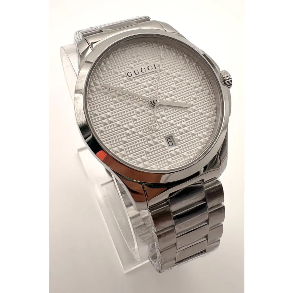 Gucci G-timeless Silver Dial Stainless Steel 38mm Men`s Quartz Watch - YA126459