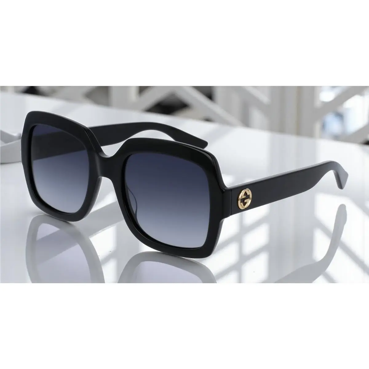 Gucci GG0036S 001 Rectangular Square Black Grey 54 mm Women`s Sunglasses
