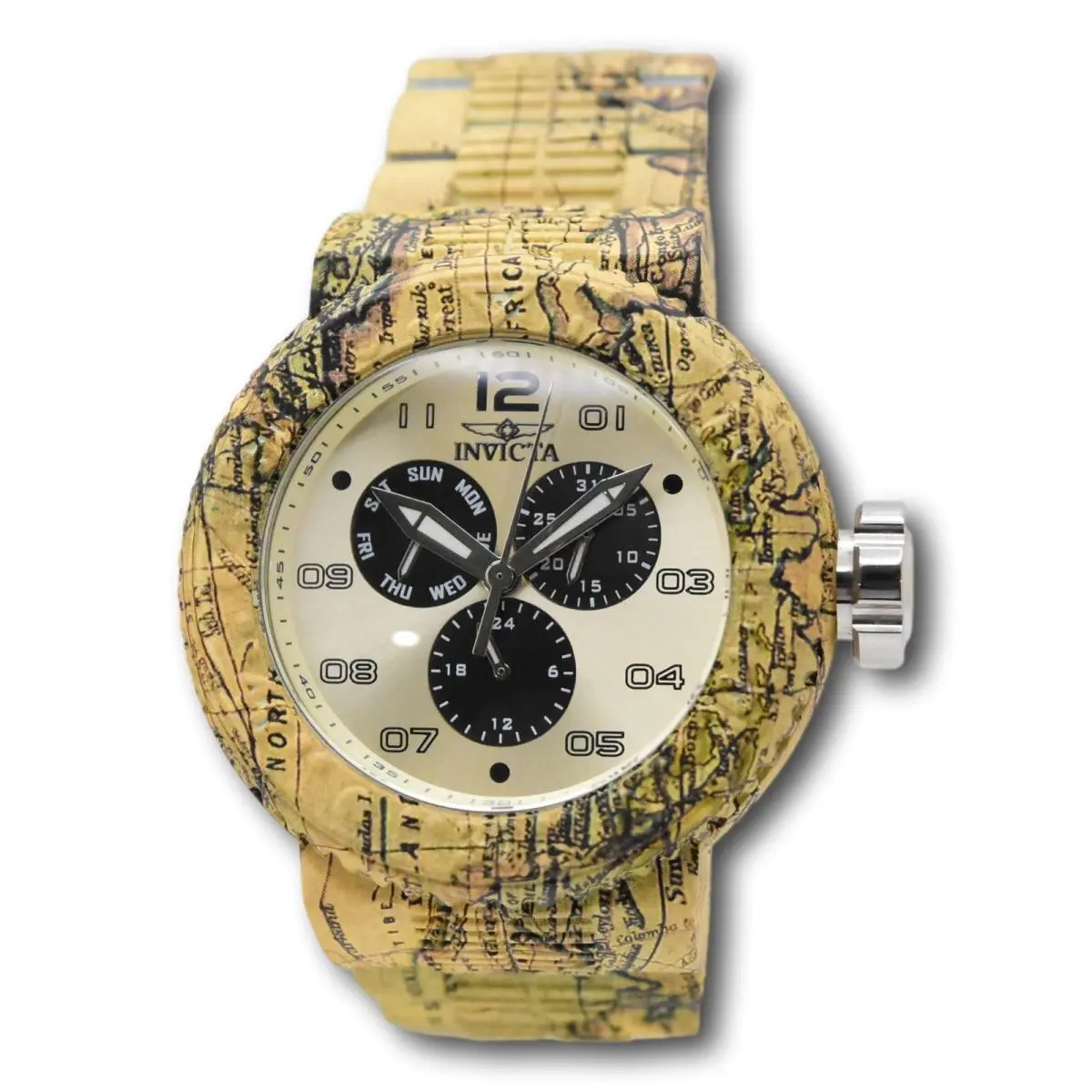 Invicta Pro Diver Exclusive Neoart Navigator Men`s 52mm Aqua Plate Watch 50215 - Dial: Black, Champagne, White, Yellow, Band: Black, Brown, Multicolor, Tan, Bezel: Black, Brown, Multicolor, Tan