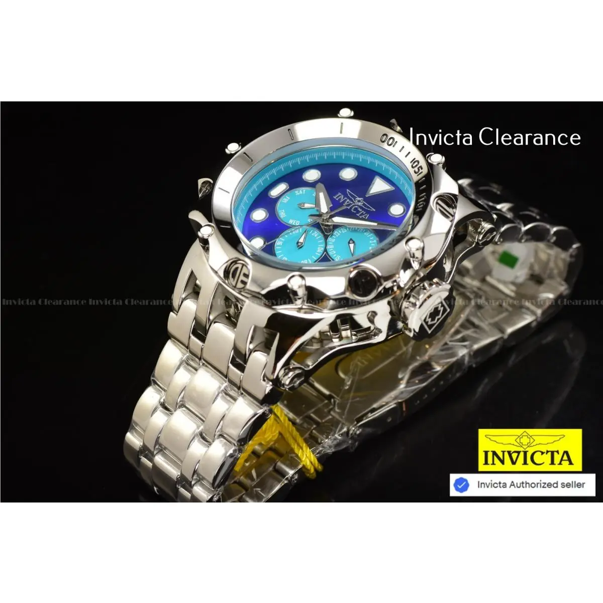 Invicta Reserve Venom Fusion Quartz Turquoise Dial Men`s High Polish SS Watch