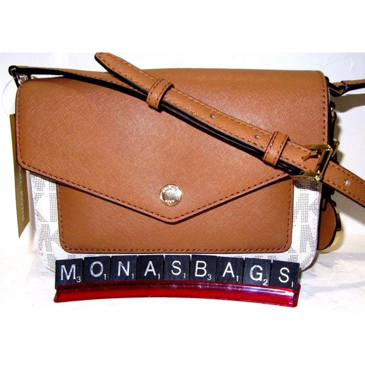 Michael Kors Greenwich Small Flap Crossbody Vanilla Acorn Signature NWT$228