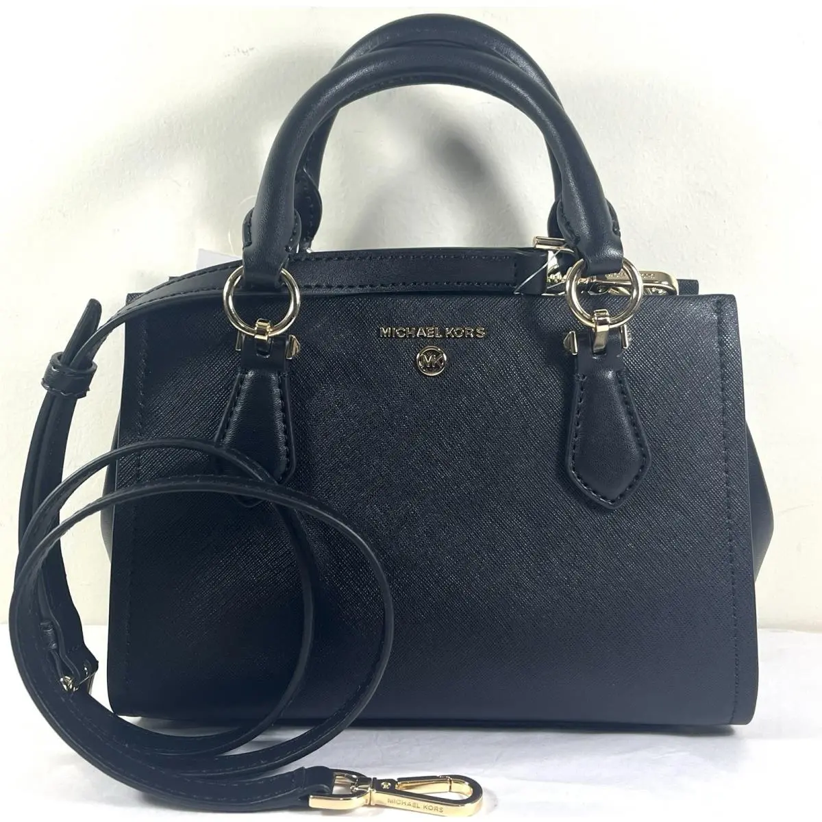 Michael Kors Marilyn Black Saffiano Leather Small Satchel Crossbody Bag
