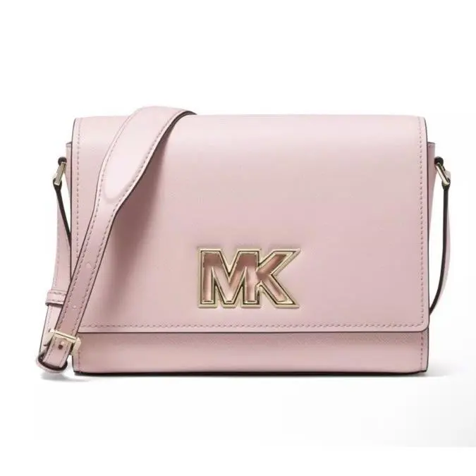 Michael Kors Mimi Medium Leather MK Signature Logo Flap Messenger Crossbody Bag