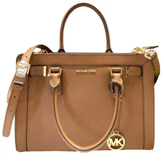 Michael Kors Dillon Luggage TZ MD EW Leather Satchel Brown