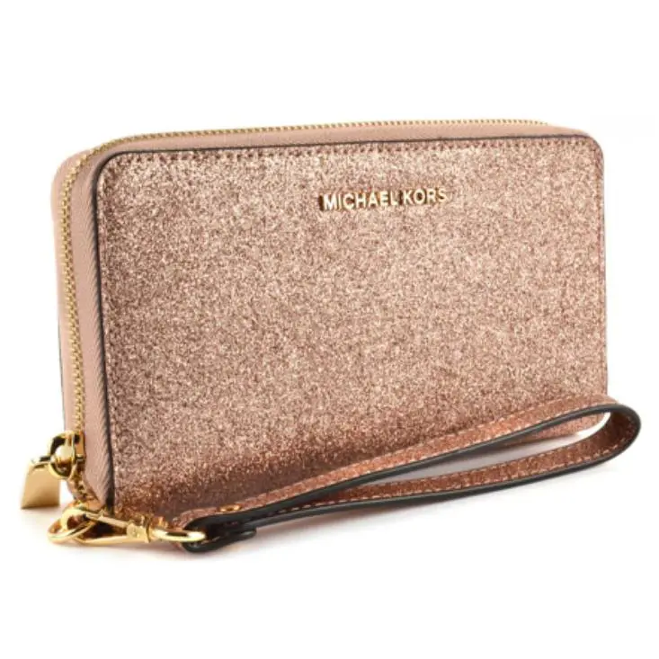 Michael Kors Rose Gold Glitter Wallet / Phone Case