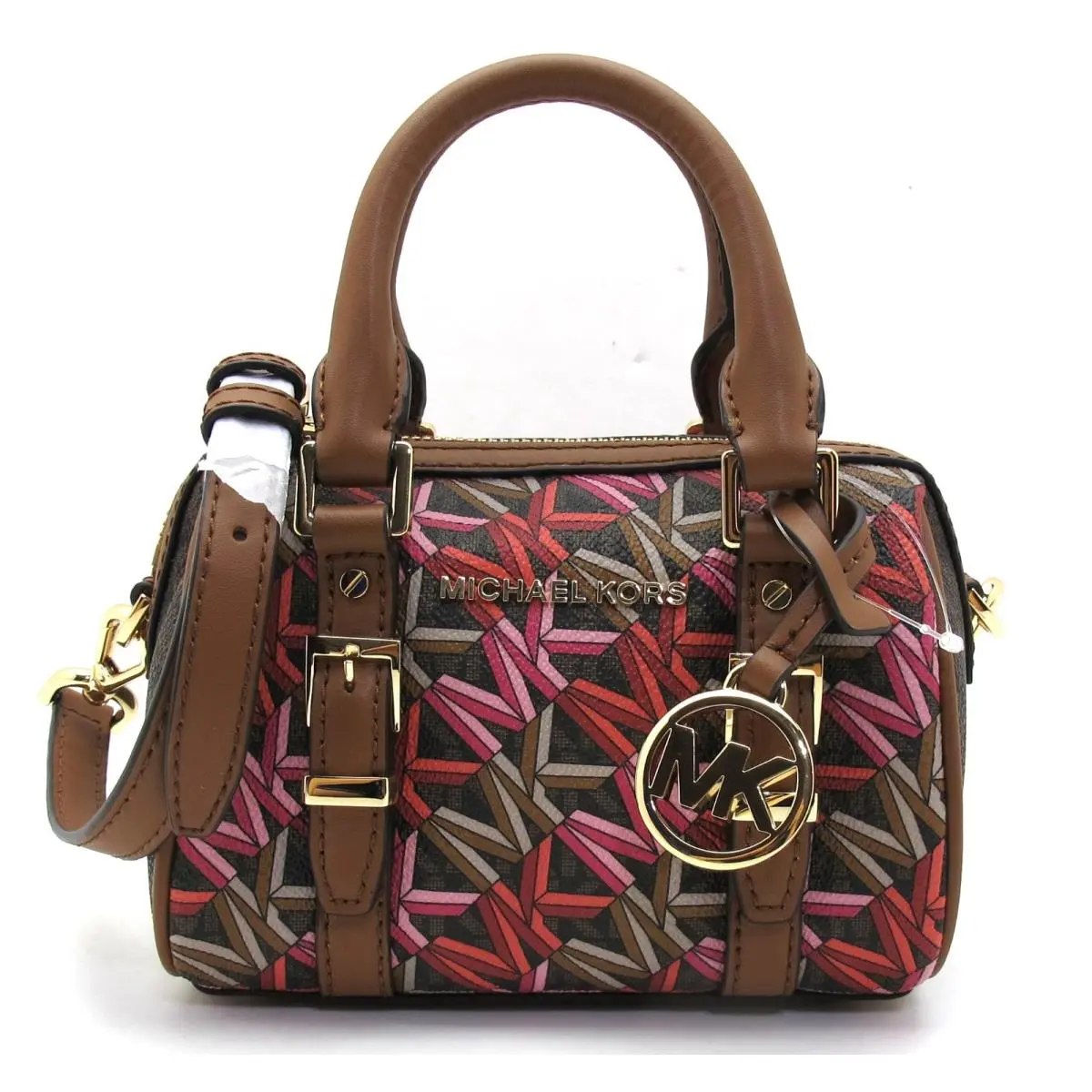 Michael Kors Bebford Legacy Xsmall Coated Canvas Duffle Crossbody Brown/pink