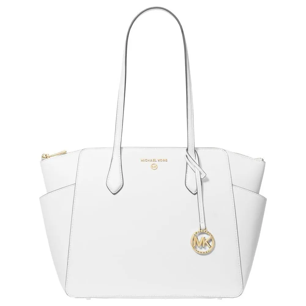 Michael Kors Marilyn Medium Saffiano Leather Tote Bag Optic White 30S2G6AT2L