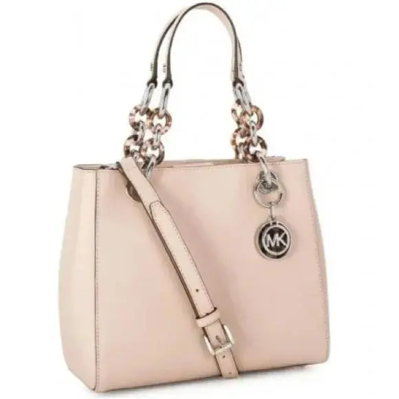 Michael Kors Cynthia Ballet Pink Saffiano Leather Crossbody Satchel Bag