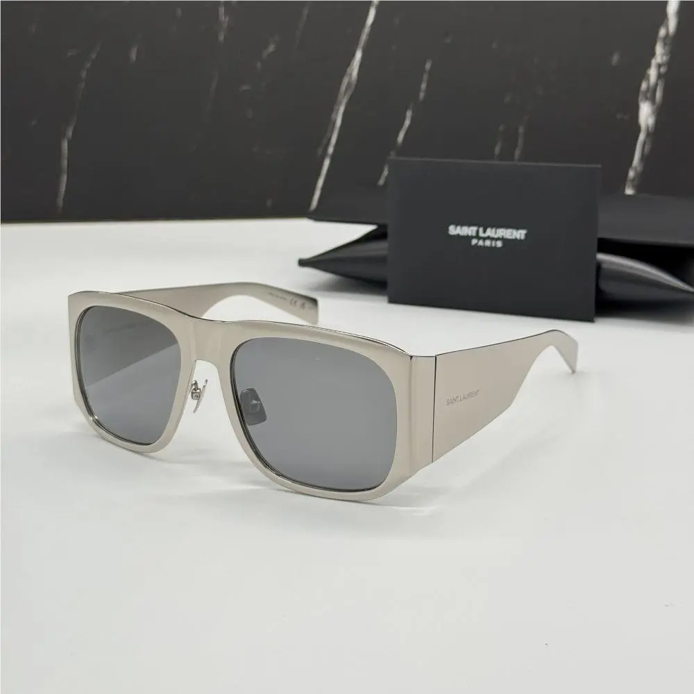 Saint Laurent SL636 002 Sunglasses Unisex Silver Square Eyewear SL636 002 by Yves Saint Laurent
