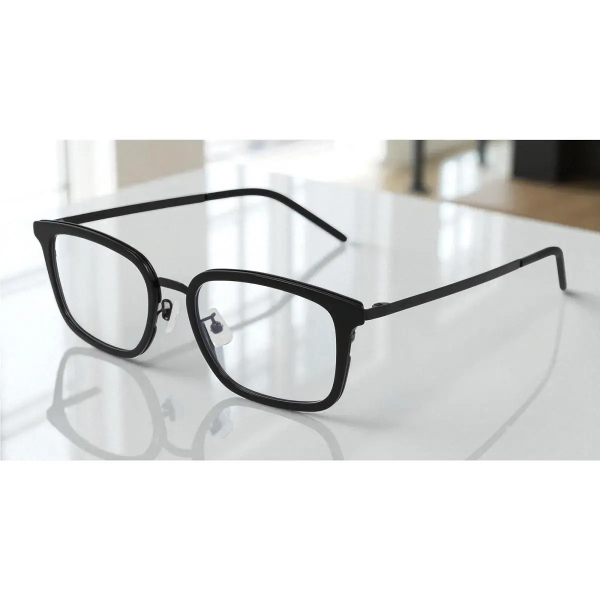 Saint Laurent SL 452_F Slim 001 Square Black Matt Demo Lens 54 Unisex Eyeglasses by Yves Saint Laurent