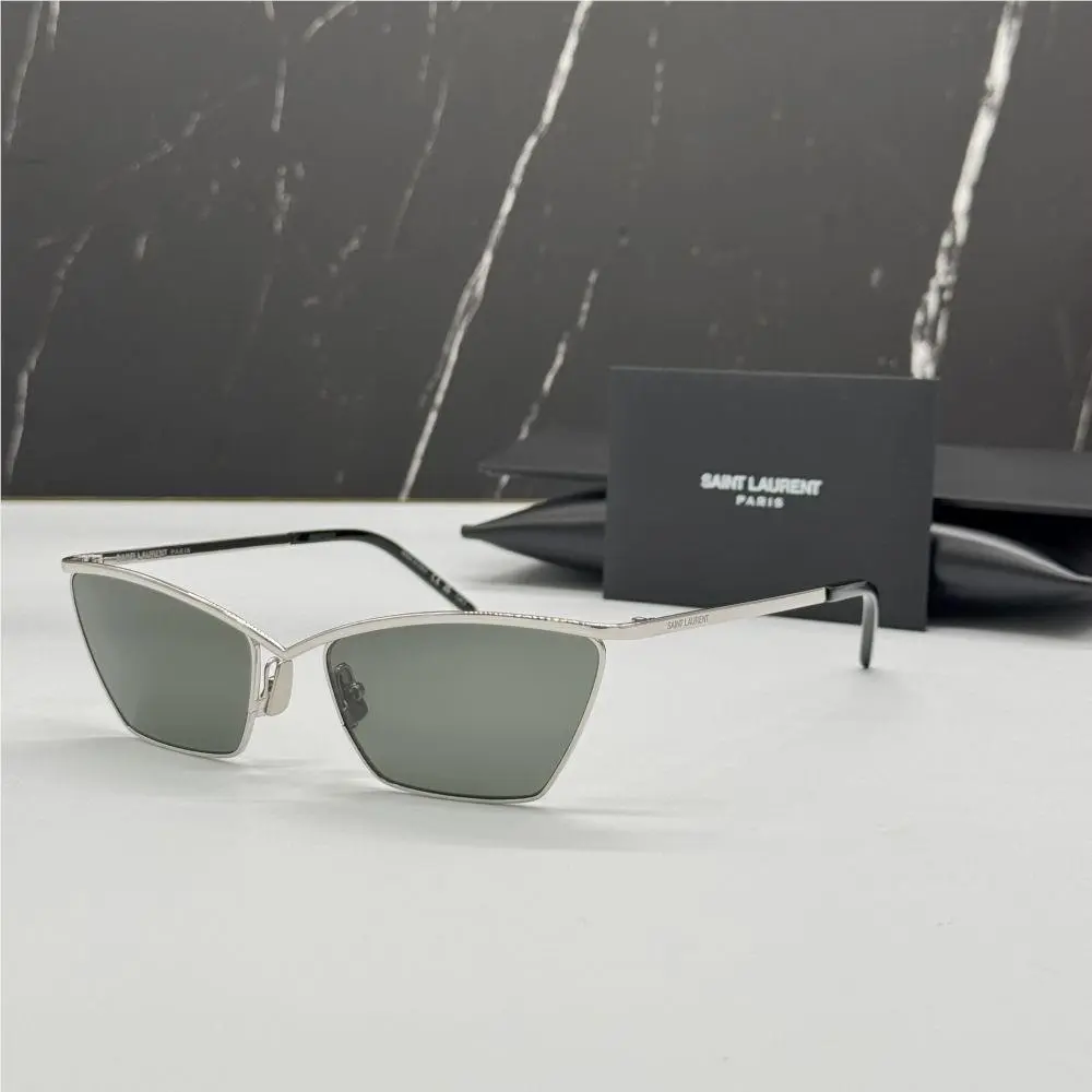 Saint Laurent SL637 002 Sunglasses Women Silver Cat Eye Eyewear SL 637 002 by Yves Saint Laurent