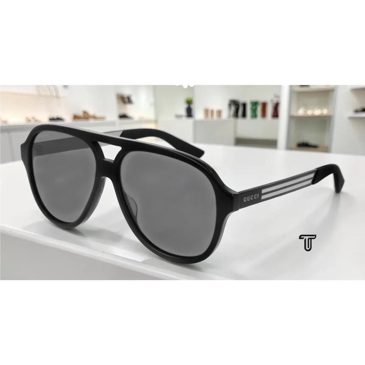 Gucci GG0688S 001 Aviator Black Ruthenium Black Grey 59 mm Men`s Sunglasses
