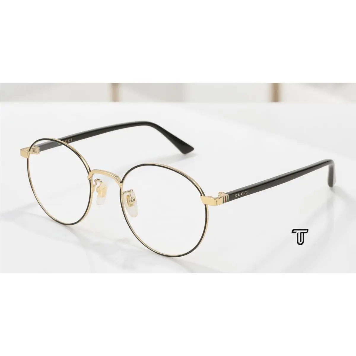 Gucci GG0297Ok 003 Round Oval Black Shiny Black Demo Lens 52mm Unisex Eyeglasses