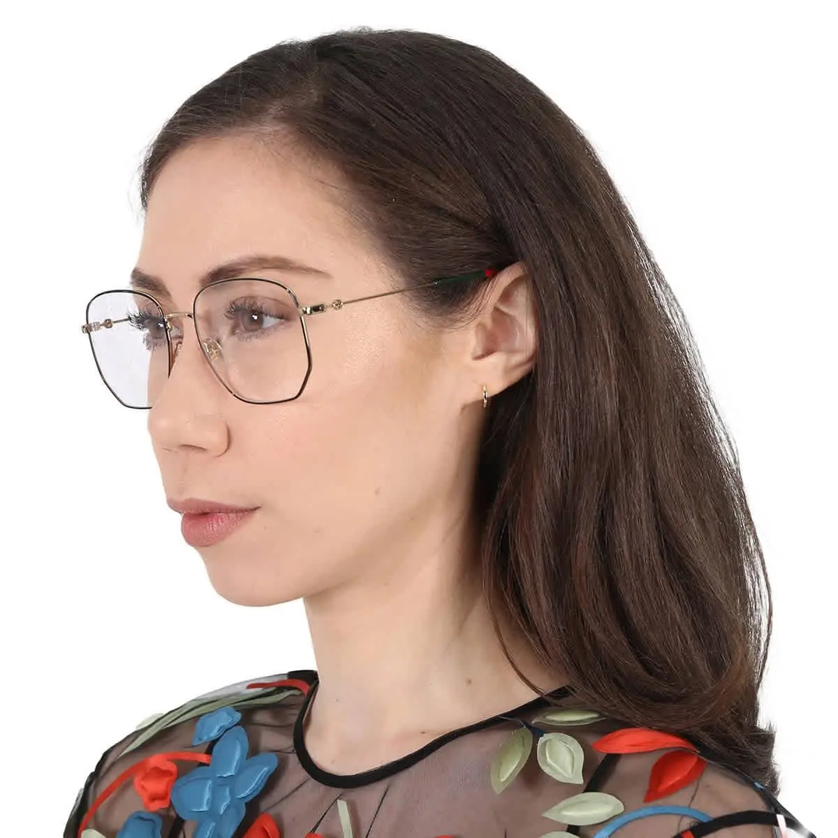 Gucci Demo Geometric Ladies Eyeglasses GG0396O 001 56 GG0396O 001 56