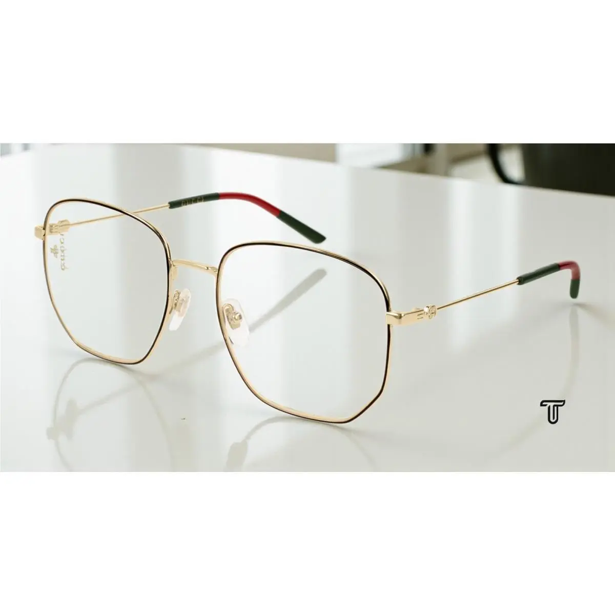 Gucci GG0396O 001 Aviator Gold Multicolor Gold Demo Lens 56mm Women`s Eyeglasses