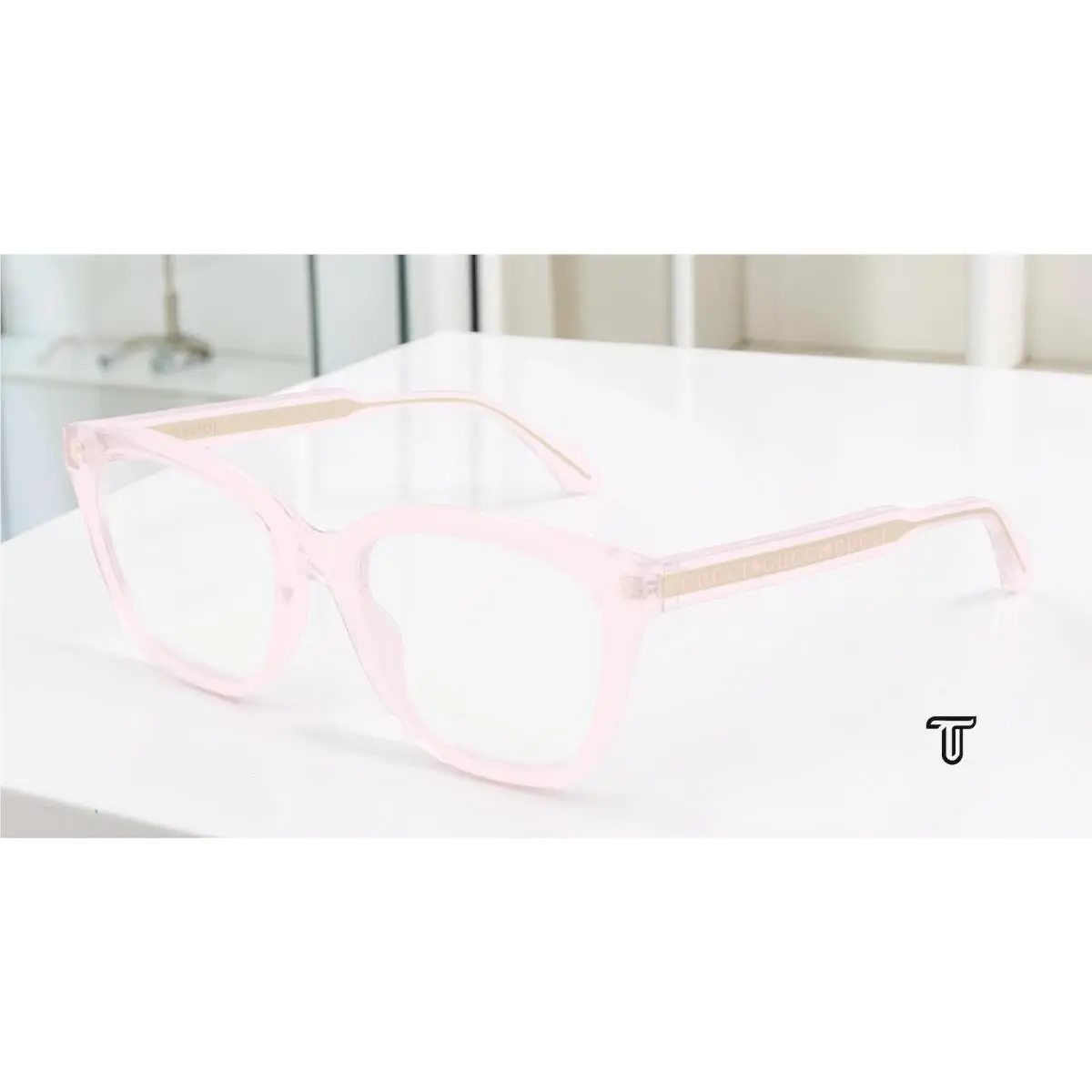 Gucci GG0566ON 004 Rectangular Squared Pink Demo Lens 52 mm Women`s Eyeglasses