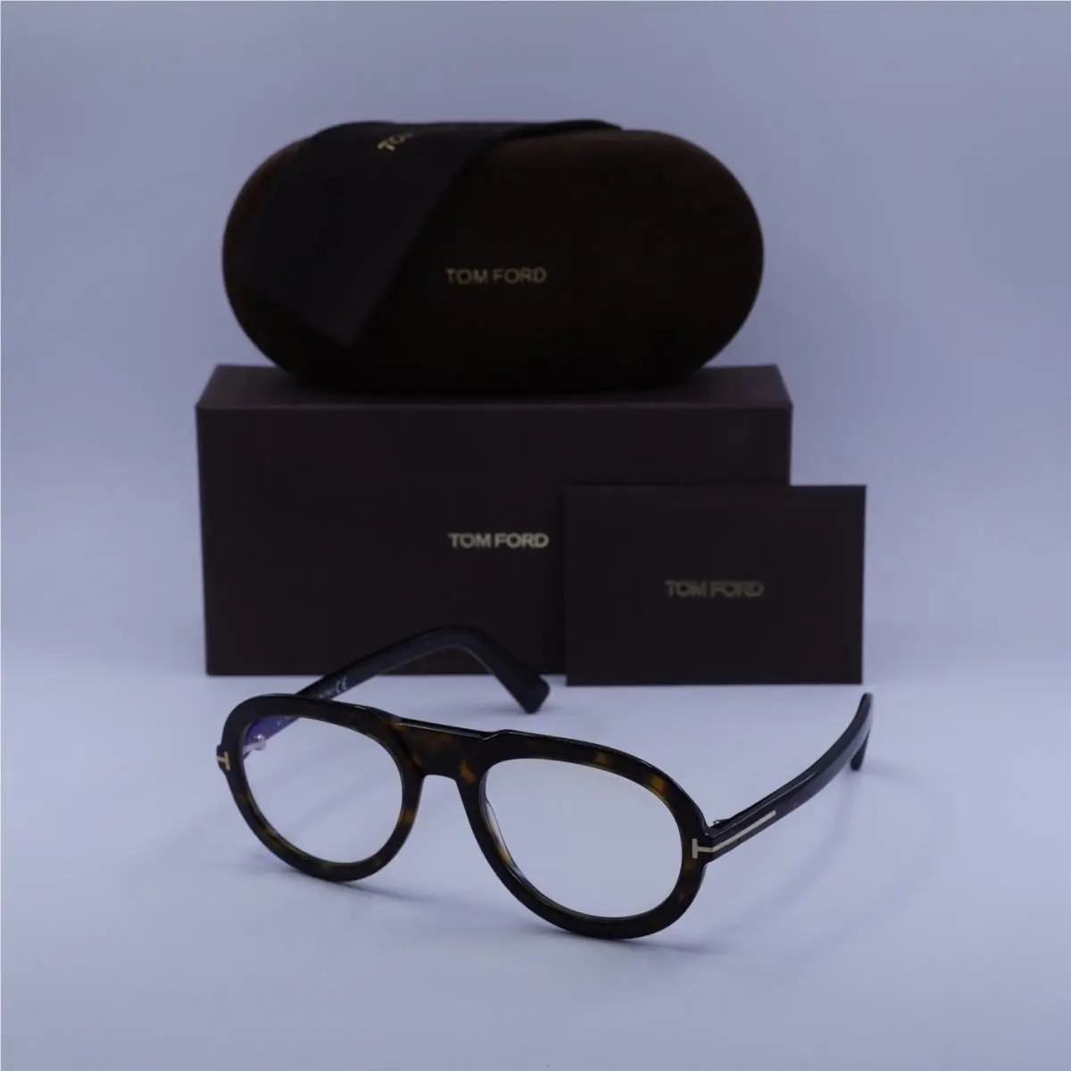 Tom Ford FT5756-B 052 Shiny Dark Havana Blue Light Block 53mm Eyeglasses