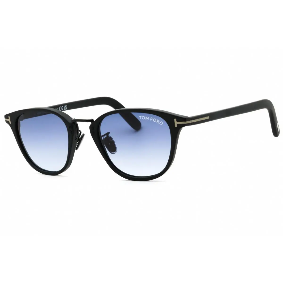 Tom Ford FT1049-D 02W Sunglasses Matte Black Frame Gradient Blue Lenses 50mm