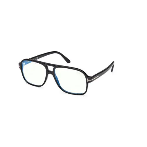 Tom Ford FT6058-B 001 Shiny Black Soft Square Blue Block Men`s Eyeglasses
