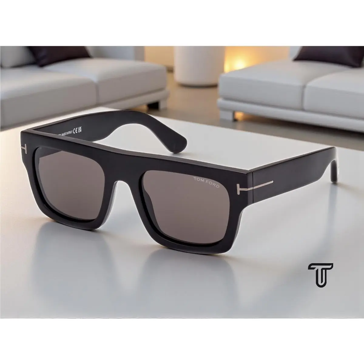 Tom Ford FT0711-N 02A Fausto Geometric Matte Black Smoke 53 mm Men`s Sunglasses