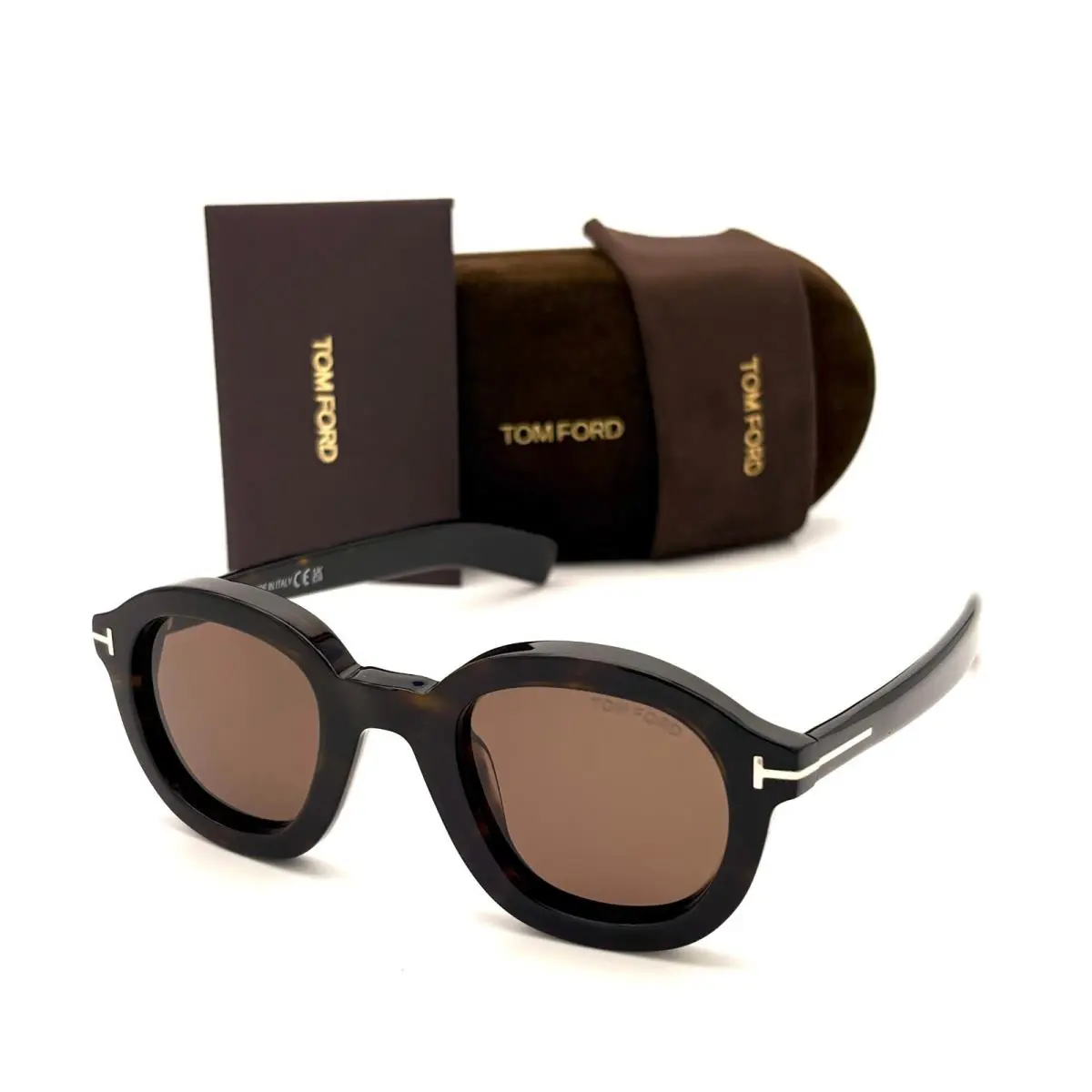 Tom Ford Raffa FT1100 52E Dark Havana / Brown 46mm Sunglasses - Frame: Dark Havana, Lens: Brown