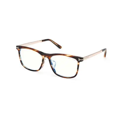 Tom Ford FT6038 F B 055 Coloured Havana Square Blue Block Men`s Eyeglasses - Frame: Coloured Havana, Lens: Clear