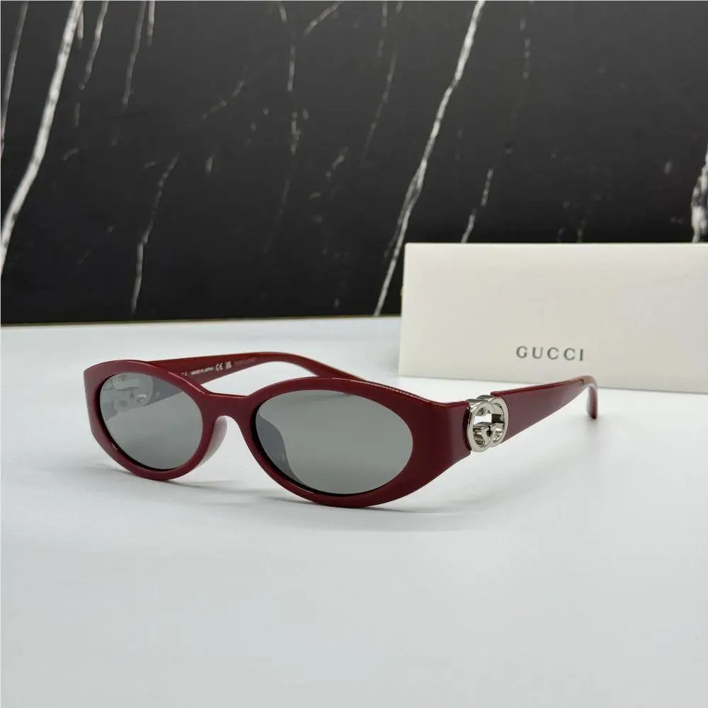 GG1662SA 006 Sunglasses Women Burgundy Oval Eyewear by Gucci