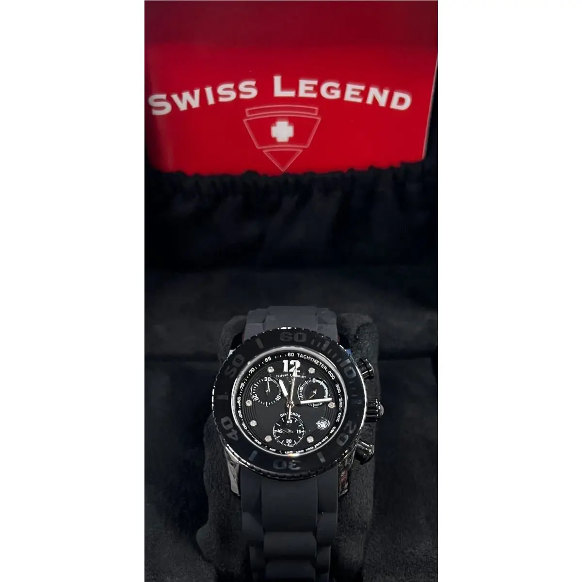 Swiss Legend Women`s 10128-01-SA Commander Diamonds Analog Display Swiss Quartz - Band: Black
