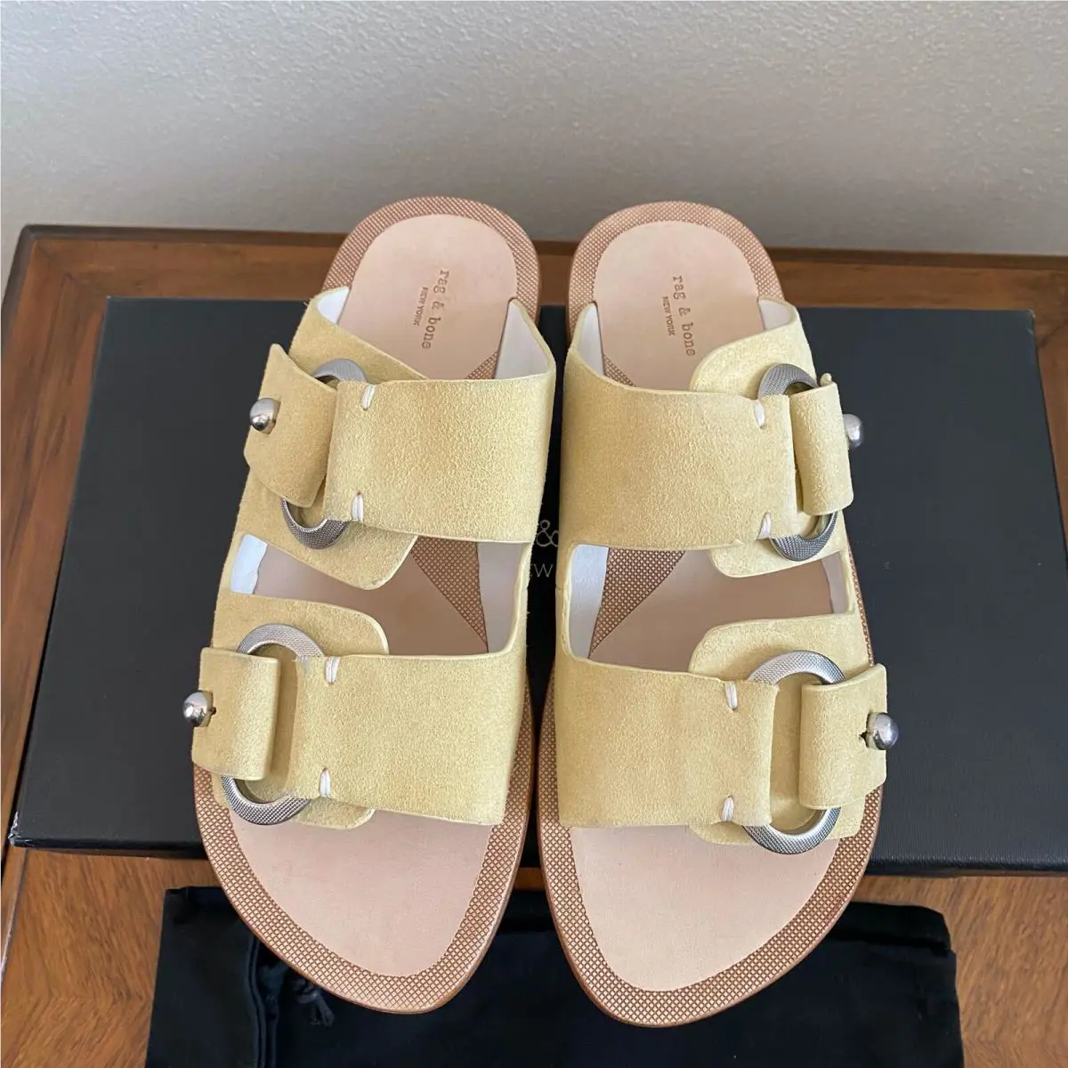 Rag Bone Avost Sandals Soleil Beige Womens Size 7 Slides Buckles Shoe