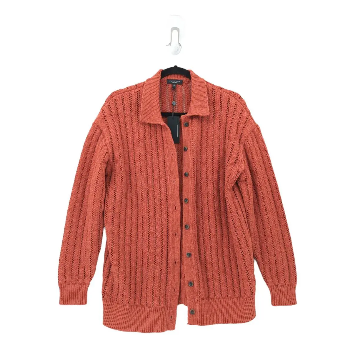 Rag Bone Women S Adrienne Cardigan Sweater Paprika Orange Knit Collared