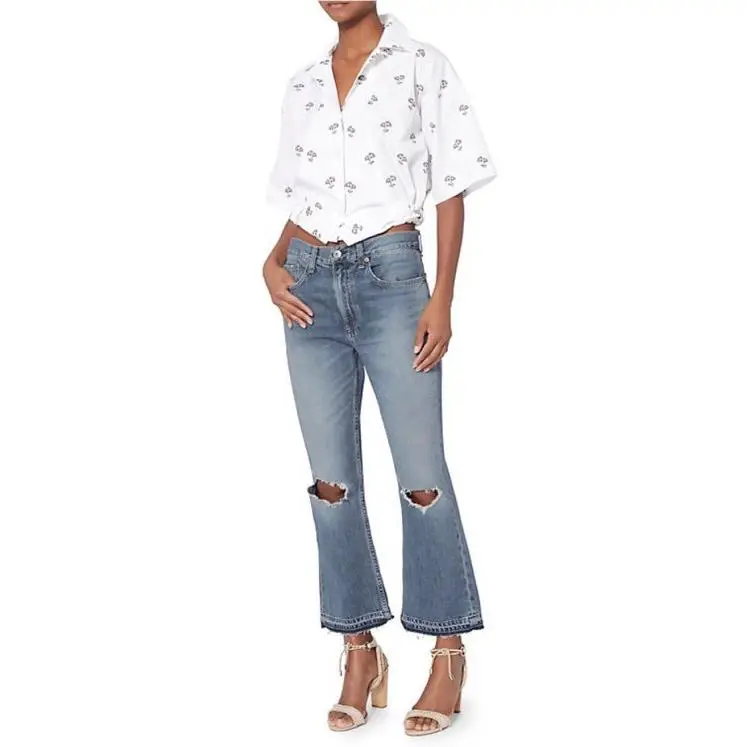 Rag and Bone /jean Woman Crop and Flair Jeans SZ 27 High Waist
