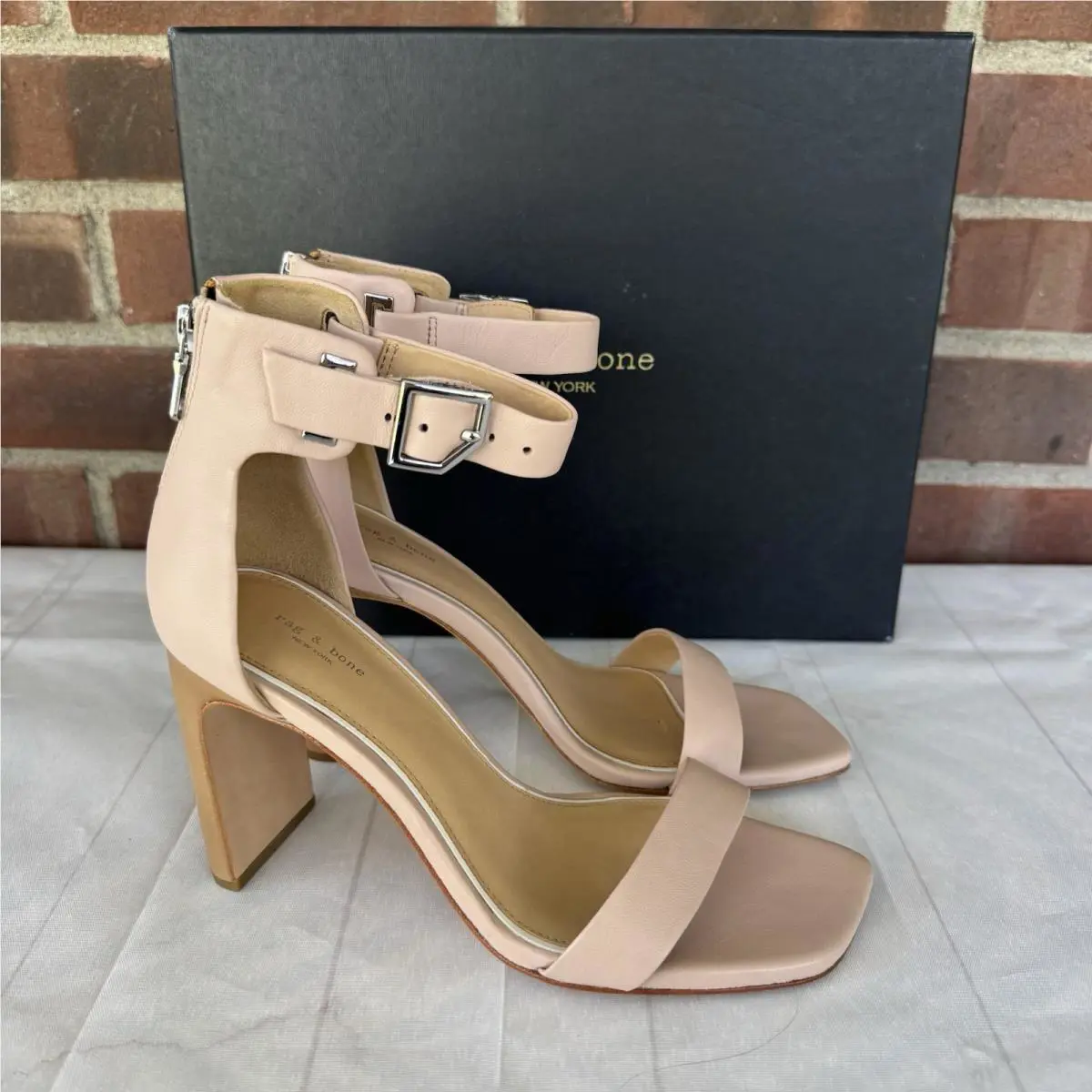 Rag Bone Ellis Sandals Leather Ankle Strap US 6.5 M EU 36.5