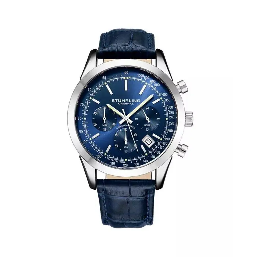 Stuhrling Monaco Quartz Chronograph Date Blue Mens Watch