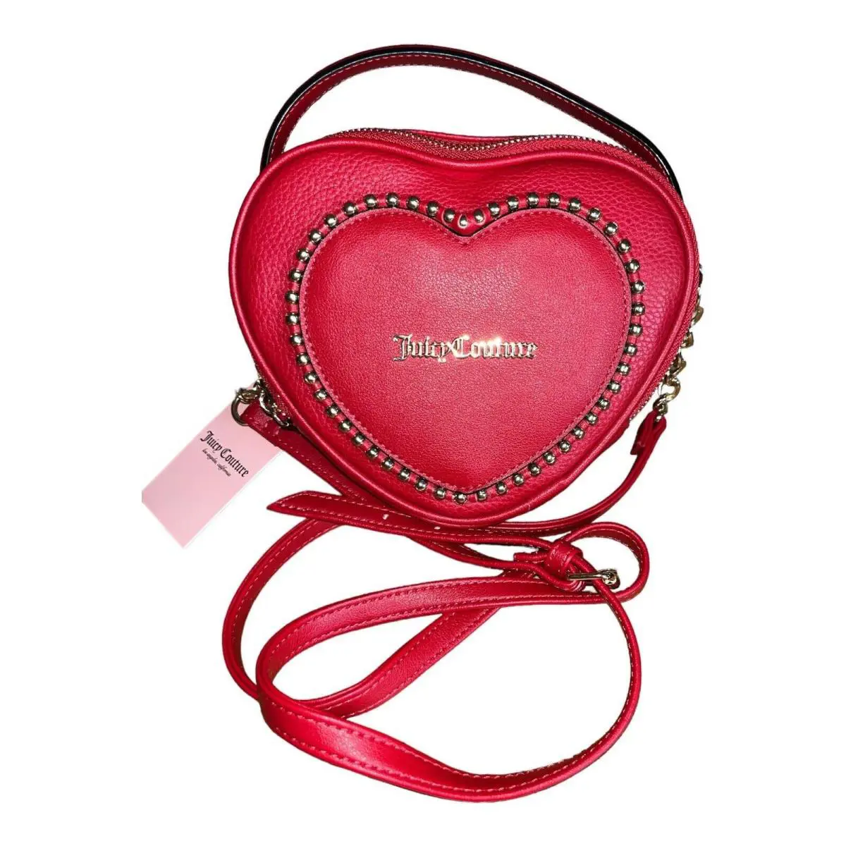Juicy Couture Love Never Dies Mini Crossbody Purse Hot Red Gold Studs