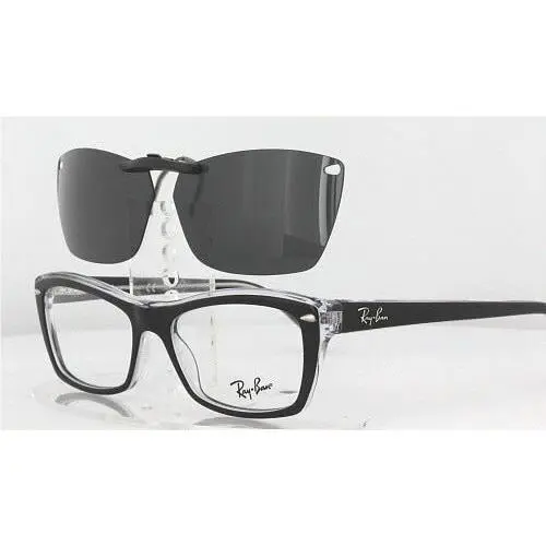 Ray-Ban sunglasses - Ray-Ban 5255-51X16-F Polarized Clip-On Sunglasses - Grey, Revo Blue Mirrored, and 12 other lens s to choose: REVO Blue Mirrored