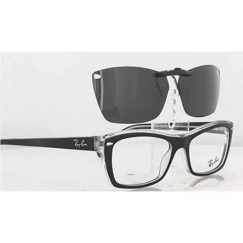 Ray-Ban sunglasses - Ray-Ban 5255-51X16-F Polarized Clip-On Sunglasses - Grey, Revo Blue Mirrored, and 12 other lens s to choose: REVO Blue Mirrored
