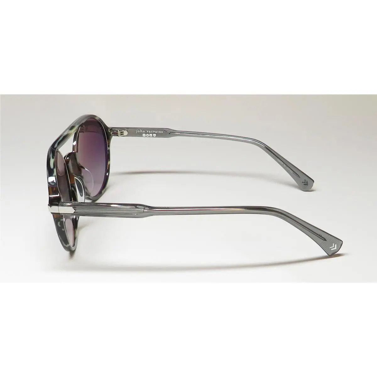John Varvatos sunglasses - Sjv552 - Striped Red / Gunmetal, Frame: Brown, Lens: Blue