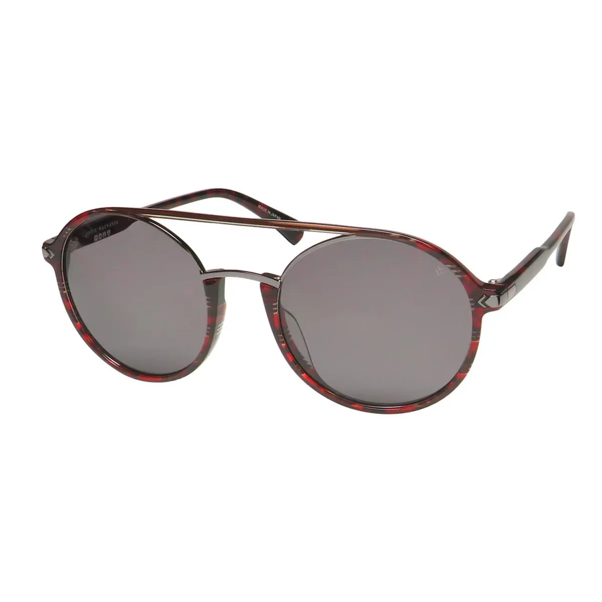 SJV552 Sunglasses Round Lenses UV Rays Protection Modern Rare Striped Red / Gunmetal by John Varvatos