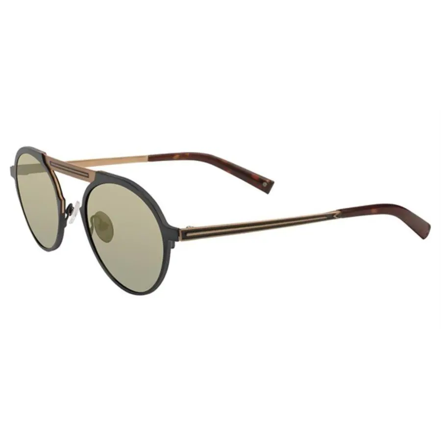 John Varvatos Sunglasses Cooper V517 49mm Matte Black / Gold Mirror - Frame: Black, Lens: Grey
