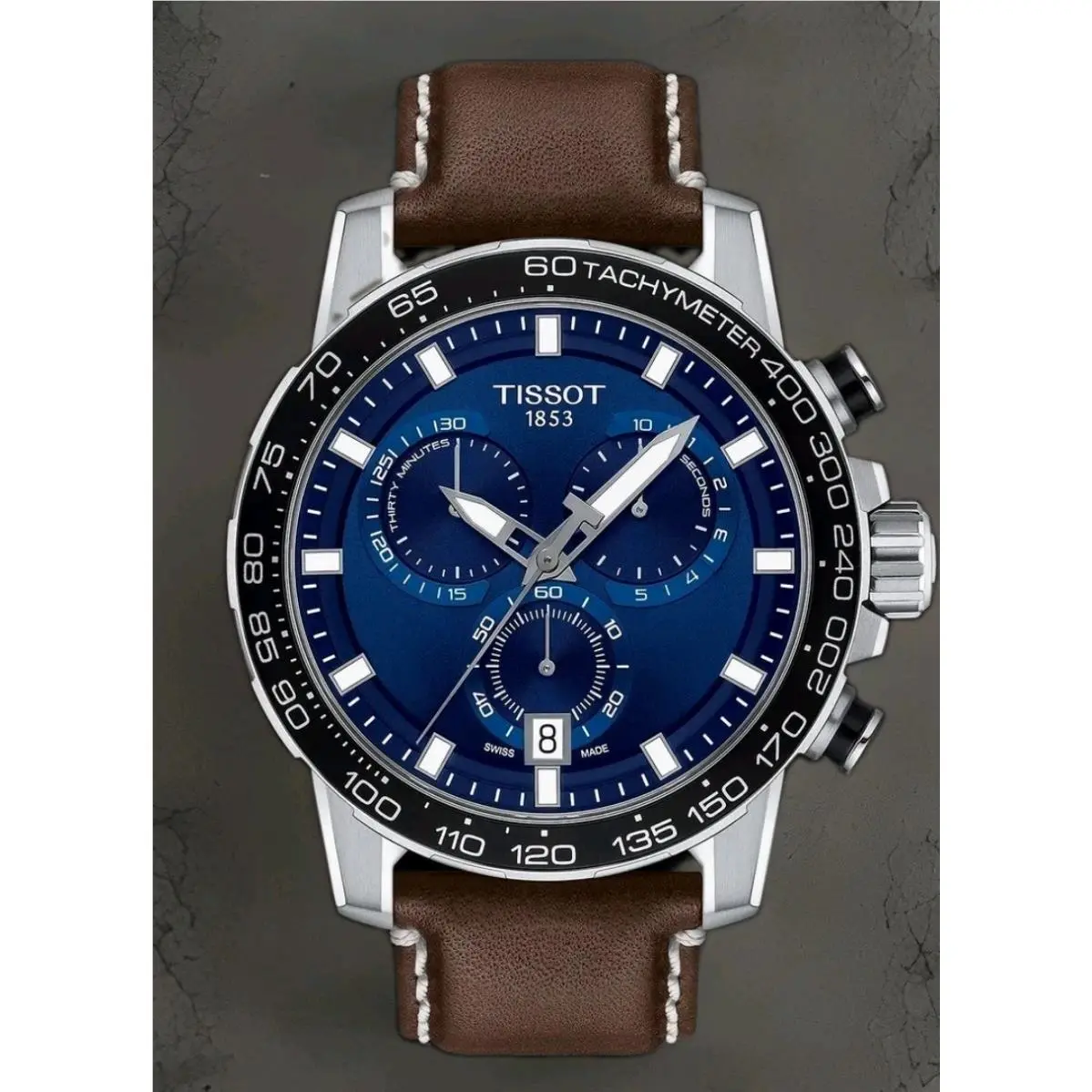 Tissot Supersport Chronograph Quartz Blue Dial Men`s Watch T125.617.16.041.00 - Dial: Blue, Band: Brown, Bezel: Black