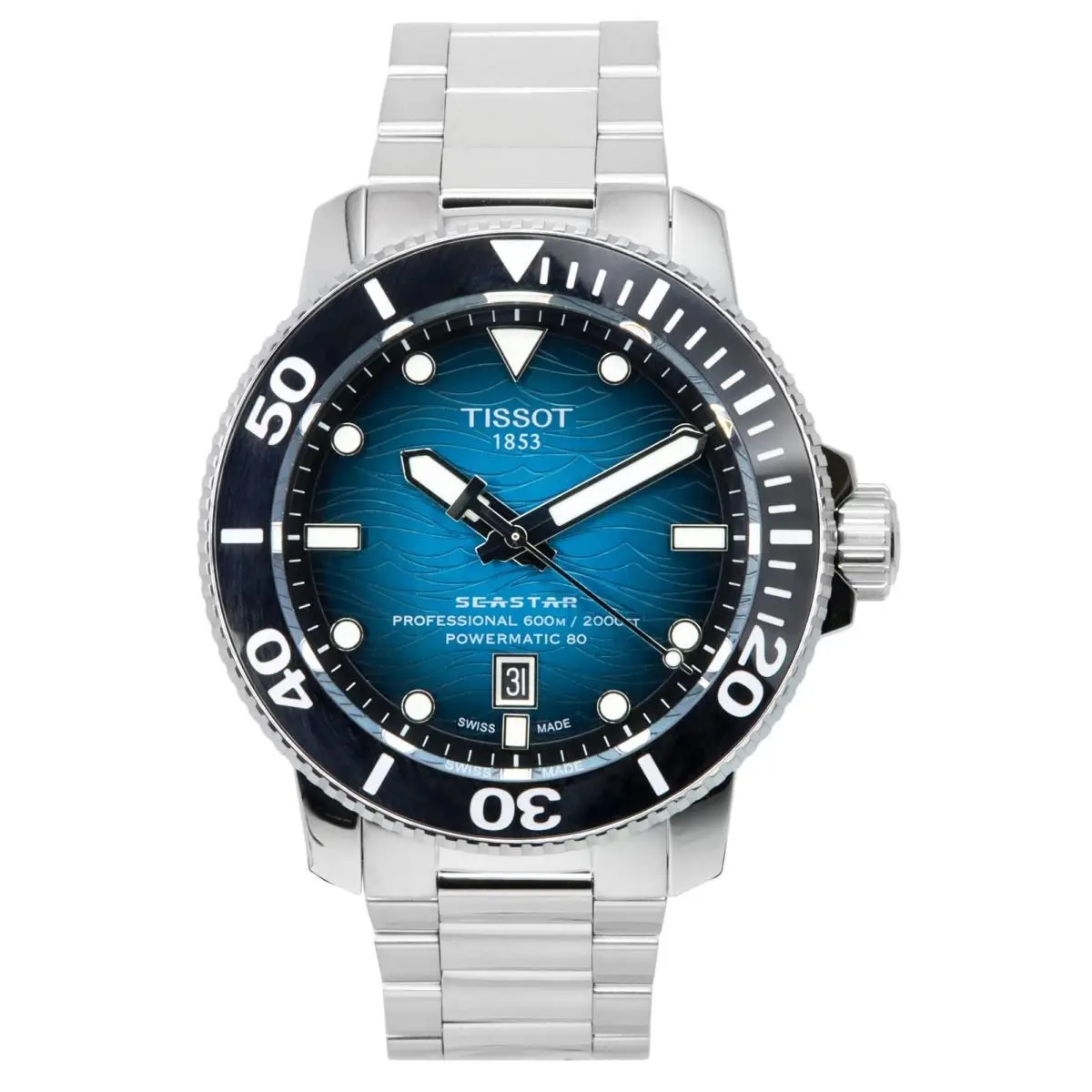 Tissot Seastar Automatic Blue Dial Diver`s T120.607.11.041.00 Men`s Watch - Dial: Blue, Band: Silver, Bezel: Black