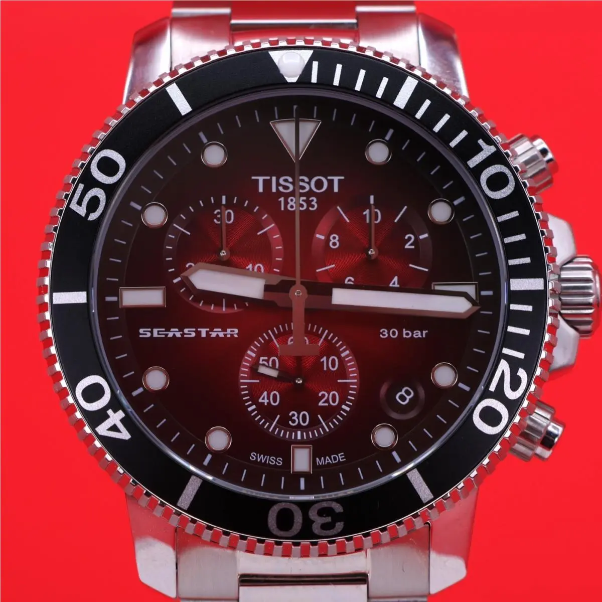 Seastar 1000 Chronograph Red Quartz Watch T1204171142100 by Tissot