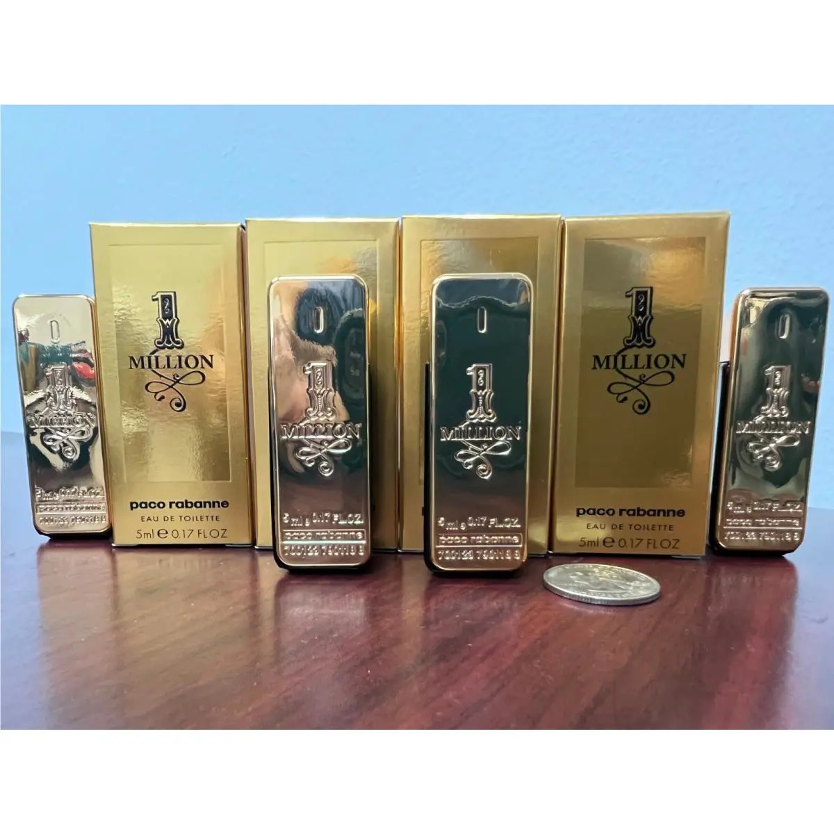 Lot of 4 X 1 Million Paco Rabanne 0.17 Oz/ 5 ML Eau De Toilette Miniature Pour