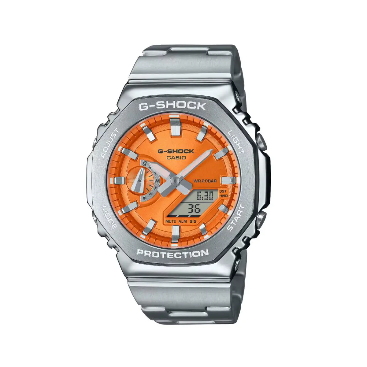 G-shock GM2110D-4A G-steel Steel Orange Dial Ana/digi Quartz Men`s Watch by Casio