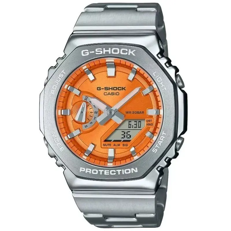 G-shock 2100 Series Orange Dial Stainless Steel Watch GM2110D-4A by Casio