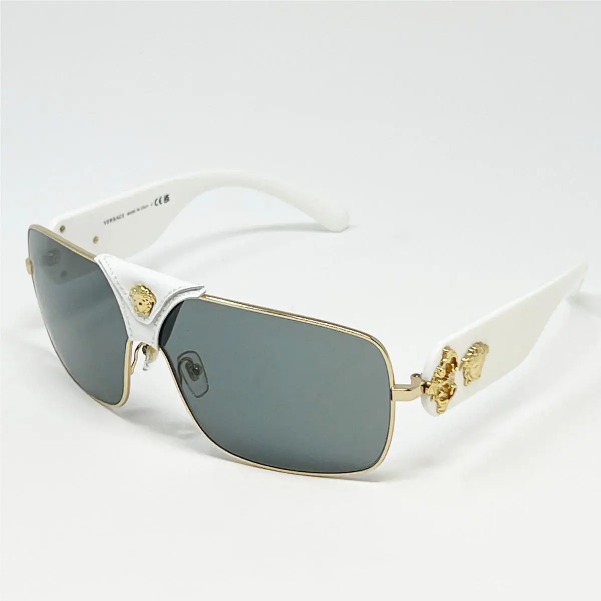 Versace VE2207Q-134187 Gold White 38mm Metal Medusa Men`s Sunglasses