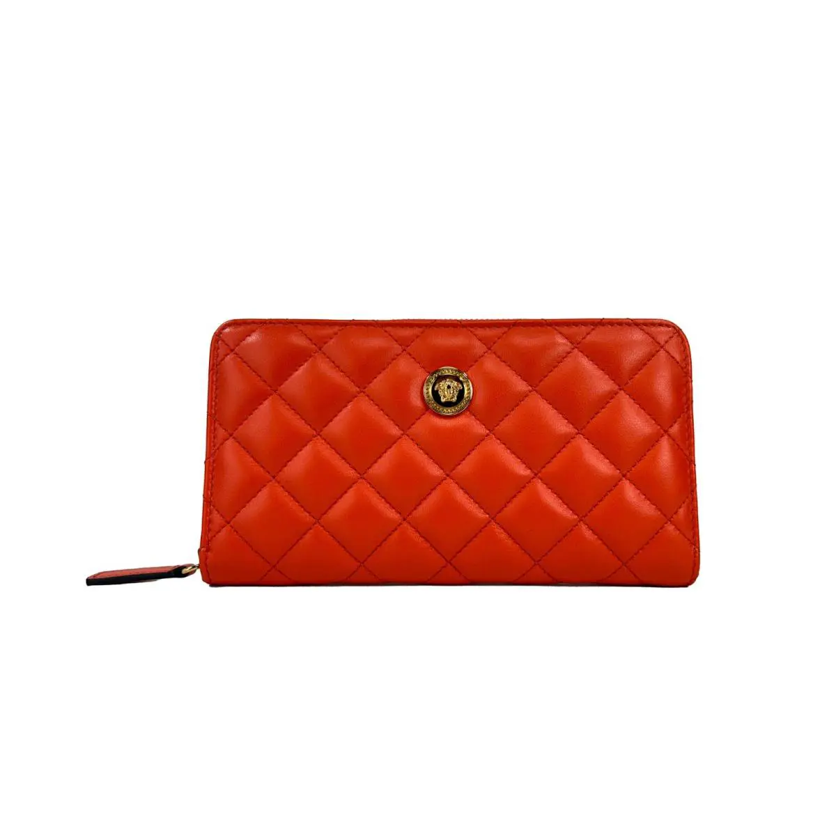 Versace Quilted Leather Continental Clutch Zip Wallet