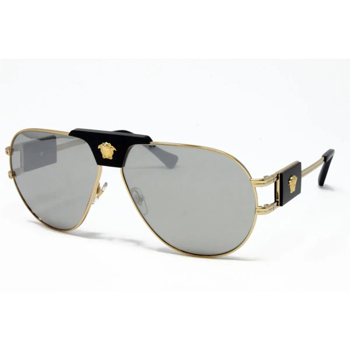 Versace VE2252-10026G Gold 63mm Mirrored Lens Metal Aviator Men`s Sunglasses